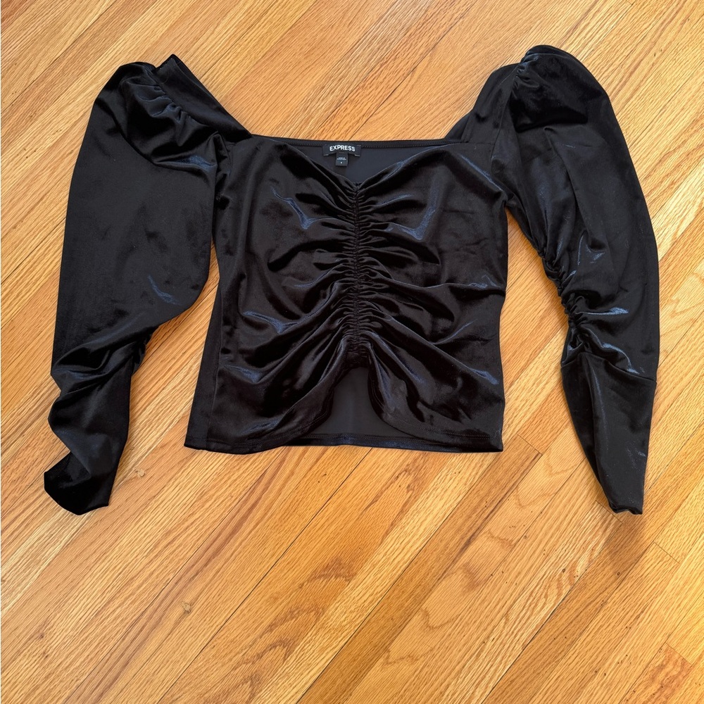 Black Off-Shoulder Ruched Top
